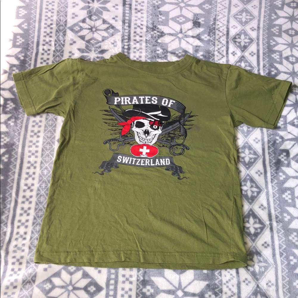 Pirates of Switzerland Olive Green Kids Graphic Tee